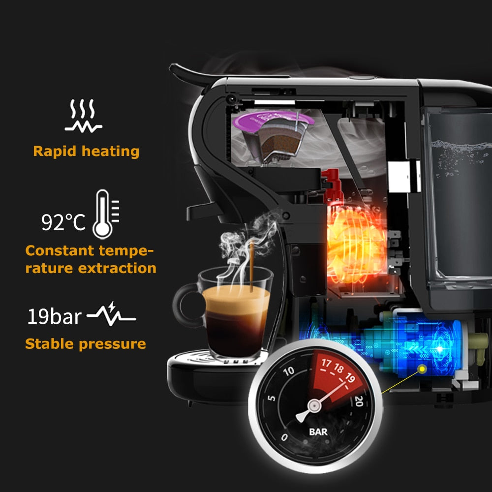 Hot Cold Brew Coffee Machine 4 in1 Multiple Capsule Espresso Pod Maker With  Tray