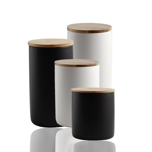Ceramic Coffee Container With Wooden Lid