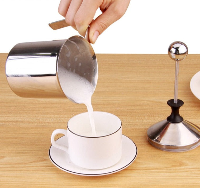 Hand Pump Milk Foamer, Double Layer Manual Milk Frother 800ML Stainless  Steel Harmless For Kitchen 